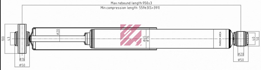 амортизатор подвески! задн. 555-950 O/O 16x100 20x50 \Scania P/G/R/T Series